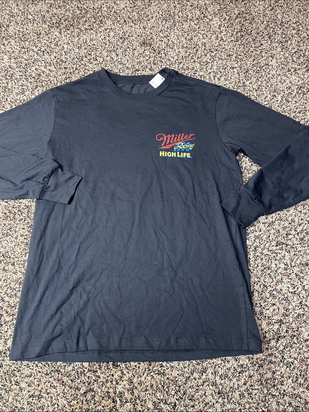 Miller High Life Racing Long Sleeve Dark Gray Graphic Tee Unisex S | NWT